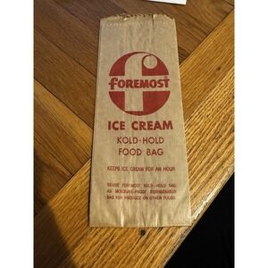Vintage Foremost Ice Cream Kold Hold Food Paper Brown Bag 1960s Ad Logo